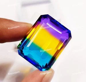 Piedra de vidrio doblete de 103 quilates piedra esmeralda turmalina multicolor piedra preciosa suelta - Imagen 1 de 5
