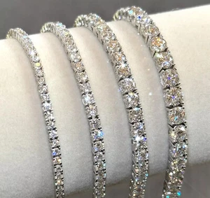 US VVS1 D Color MOISSANITE Tennis Chain Bracelet 925 Silver Bracelet Pass Tester - Picture 1 of 27