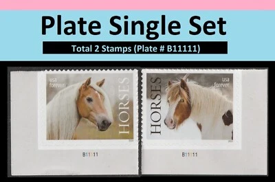 US 5891 5895 Horses F plate single set 2 MNH 2024 - Image 1 of 3