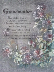 New Beautiful 6x8 Foil Print 3D Etching Grandmother Poem in 8x10 White Matt - Imagen 1 de 1