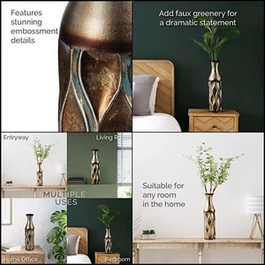 Elements Embossed Gold Wave Metal Vase-Table Home Décor Decorative Vase, 17-Inch - Imagen 1 de 8