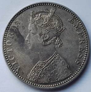 Moneda de plata de 1 rupia de la India británica de 1889 AU - Imagen 1 de 4