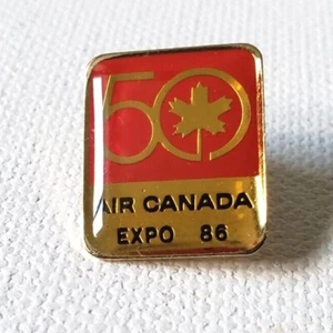 Prendedor vintage EXPO 86 AIR CANADA Airlines 50th metal esmalte Vancouver BC Aviación - Imagen 1 de 3