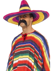 Mexican Sombrero Adults Fancy Dress Accessory Multi Coloured Sombrero OS - Picture 1 of 2