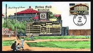 USA, SCOTT # 3515, COLLINS HANDPAINTED FDC COVER 2001 FORBES FIELD PLAYING FIELD - Picture 1 of 1