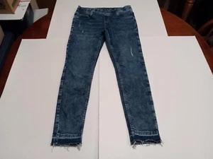 Justice Girls Blue Distressed Raw Hem Pull On Leggings Sz 16 - Picture 1 of 14