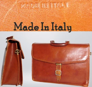 Maletín lateral suave de cuero italiano vintage bolso mensajero hecho en ITALIA $899 - Imagen 1 de 12