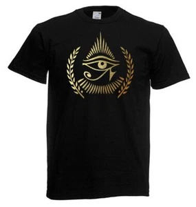 Adults Egyptian Eye of Ra Ancient Egypt Sun God Hieroglyph Unisex Black T-Shirt - Picture 1 of 8