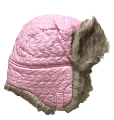 Faded Glory Girls Quited Trapper Faux Fur Hat PINK, One Size Fits Most - Image 1 of 2