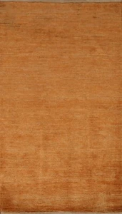 Solid Color Orange Gabbeh Kashkoli Rug 3x5 Handmade Wool Carpet - Picture 1 of 12