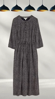 Ex Seasalt Women’s ¾ Sleeve Dove Rock Dress in Black Splash (A Bit Defect) - Image 1 of 3