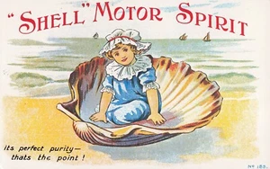 Shell Motor Spirit GIRL IN SEASHELL PURITY Vintage Advertising Reprint Postcard - Picture 1 of 2