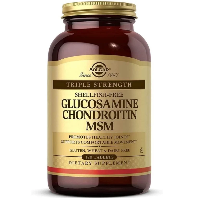 Solgar Triple Fuerza Glucosamina Condroitina MSM Sin Mariscos (120 Comprimidos) Foto 1 de 3