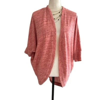 Cárdigan Lularoe Tracy Frente Abierto Manga Dolman Jaspeado Rosa Talla Grande S Foto 1 de 4
