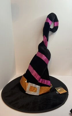 ШЛЯПА ВЕДЬМЫ DARICE 25 ДЮЙМОВ ВЫСОТОЙ С ЗАВИТКОМ СВЕРХУ. ЧЕРНЫЙ, ОРАНЖЕВЫЙ И РОЗОВЫЙ НОВЫЙ С ЯРЛЫКАМИ - Изображение 1 из 4