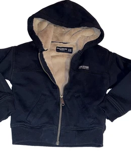 N3 ABERCROMBIE 5/6 Negro Acogedor Forrado de Piel Sintética Sudadera con Capucha Cremallera Sudadera Chaqueta - Imagen 1 de 6