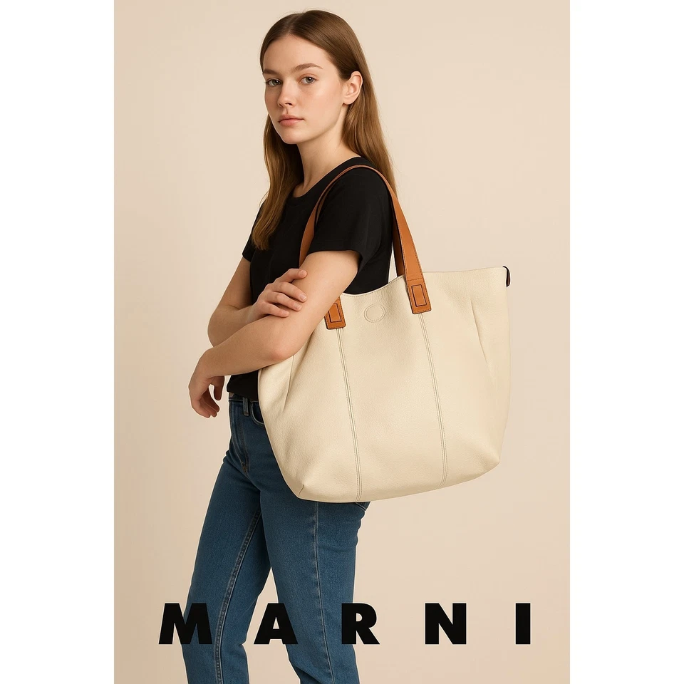 Bolso de Mano Marni Mediano de Cuero con Bolsa a Juego Foto 1 de 4