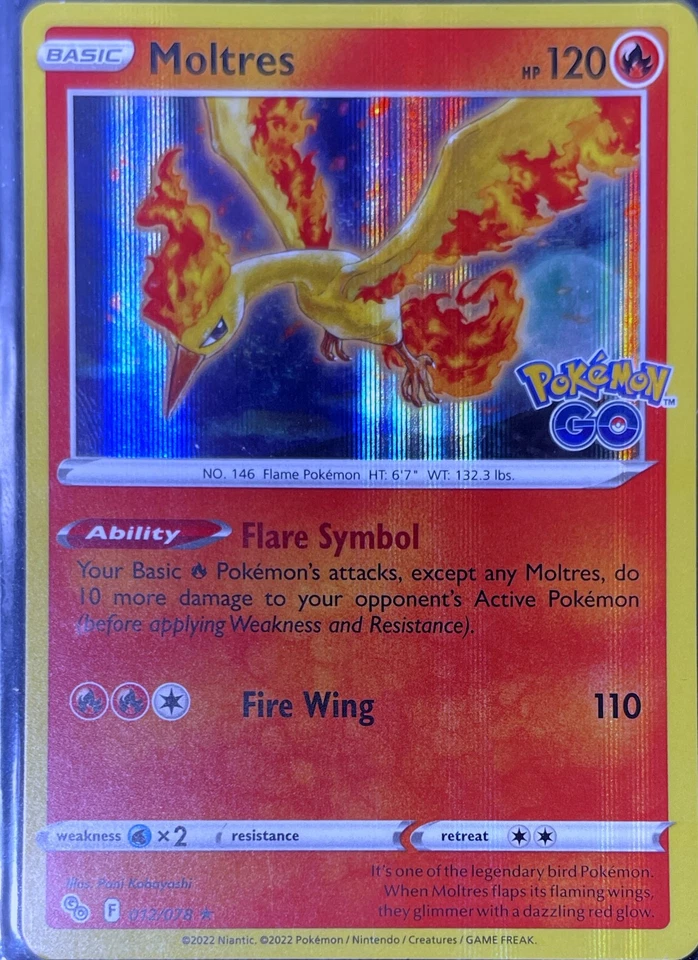 Moltres Holo Rare Pokemon GO 012/078 NM - Image 1 of 1