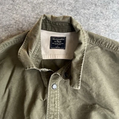 Chaqueta Abercrombie Fitch Para Hombre Grande Verde Militar Ligera Broches de presión Y2K Foto 1 de 4