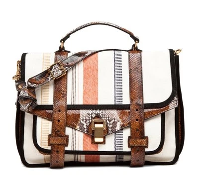 Cartera de lona Proenza Schouler PS1 mediana a rayas O/S multicolor nueva con etiquetas $1825 Foto 1 de 4