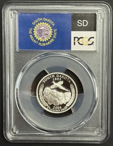 2006-S South Dakota 90% SILVER Quarter ~PCGS PR69DCAM State Flag Label - Picture 1 of 2