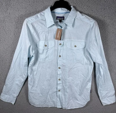 Camisa Patagonia Para Hombres Mediana Azul Cambray Bolsillos Abotonados Nueva con Etiquetas Precio de venta sugerido por el fabricante 89 USD Foto 1 de 4