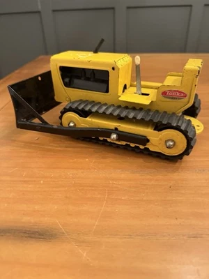 Vintage 1960s Tonka Toys Pressed Steel Yellow Bulldozer w/ Black Blade  - Image 1 of 4