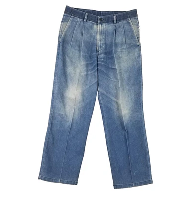 Dockers Pants Mens 36x27 Blue Denim Pleated Classic Fit Individual Fit Waistband - Image 1 of 4