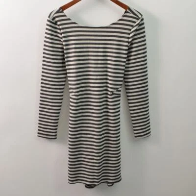 Rory Beca NWT Open Back Dress Sheath Long Sleeve Striped Criss Cross Womens L - Image 1 of 4