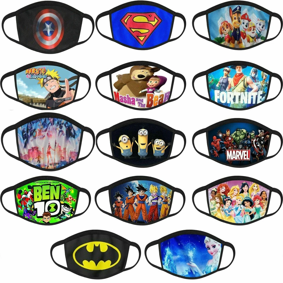 Kids Boys Girls FaceMask Washable Breathable Reusable Mouth Protection Fun Print - Image 1 of 1