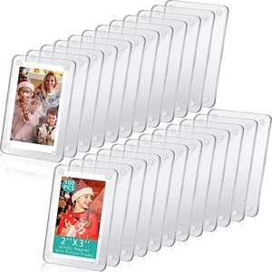 100 Pcs Acrylic Magnetic Photo Frame Mini Picture Frame Double Sided Clear Fridg - Picture 1 of 9