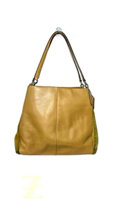 Coach Tote Bag Beige F38415 Good Conditional Leather Suede S W/ Charm Fastener  - Picture 1 of 10