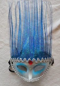 Masque vénitien bleu avec guirlandes argentées (li) - Bild 1 von 3