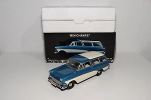 B7 1:18 MINICHAMPS 180 043210 OPEL REKORD P1 CARAVAN 1958 BLUE CREAM NMIB - Picture 1 of 18