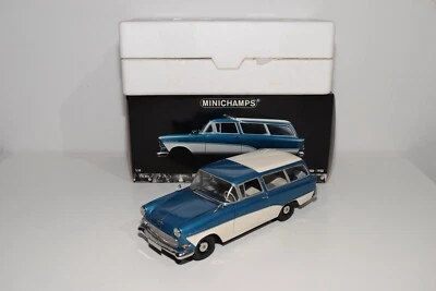 B7 1:18 MINICHAMPS 180 043210 OPEL REKORD P1 CARAVAN 1958 BLU CREMA NUOVO CON... - Immagine 1 di 4