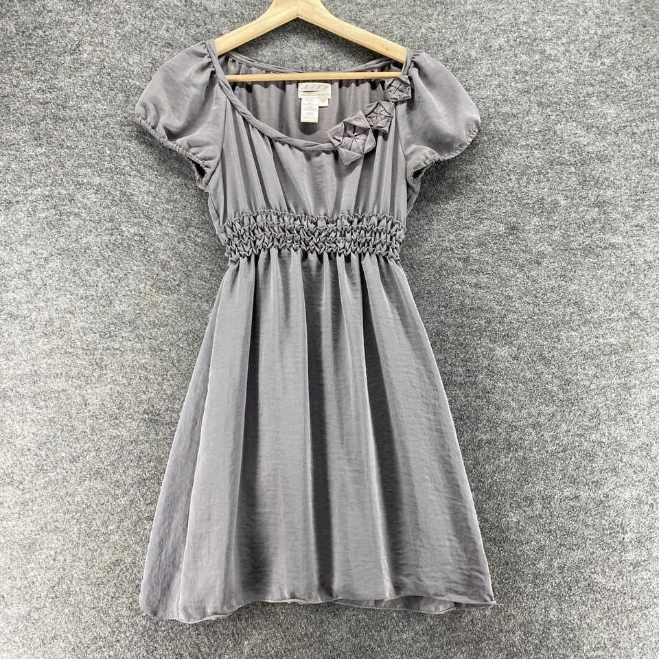 Max Studio Kleid Damen XS grau Etui Midi Gummibund Kurzarm gefüttert - Bild 1 von 4