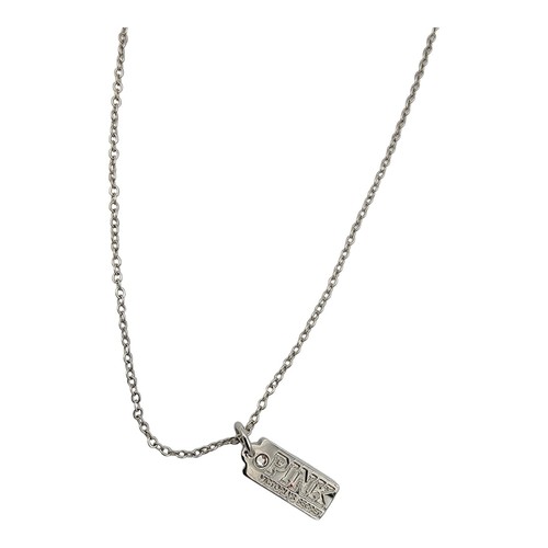 UNDERCOVER Collana Bling Moda 28" Acciaio Inox Victoria's Secret ROSA Mini Etichetta Cane