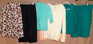 LOTE de 6 piezas vintage años 60 70 tops falda chaqueta negocios informal blanco verde negro - Imagen 1 de 9