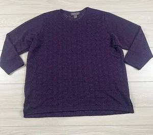 Lane Bryant Top Größe 22/24 lila offener Strick einfarbig Stretch Fledermausärmel - Bild 1 von 7