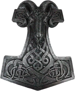 Calavera de carnero vikingo Thor martillo con runas nudo decoración de pared dios nórdico del trueno - Imagen 1 de 7