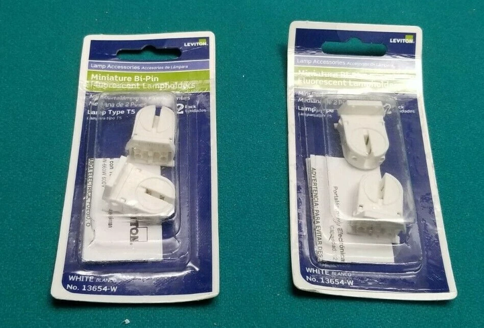  4 Leviton Fluorescent Light Socket Lamp Holder  Miniature Bi-Pin T5 13654-w 2x2 - Image 1 of 1