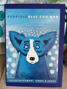 Original 1999 George Rodrigue Blue Dog Man Advertising Poster Hand Signed - Picture 1 of 5