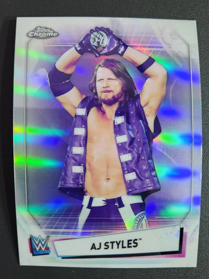 2021 Topps Chrome WWE RAW #IV-1 AJ STYLES IMAGE VARIATION REFRACTOR - Image 1 of 2