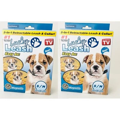 X2 Lucky Leash 2 In 1, Retractable DOG PET Leash & Collar-Small /Medium 10-35lbs - Image 1 of 4