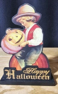 Halloween Trick or Treat Table Decor Sign 2017 9" tall by 6 " long Napkin Holder - Picture 1 of 6