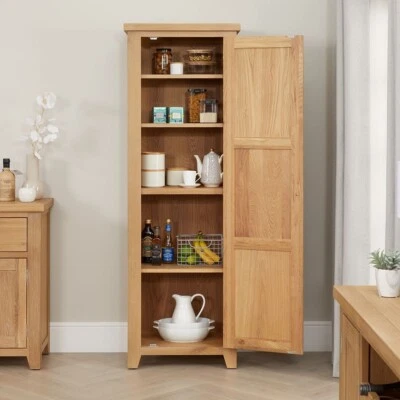 THE FURNITURE MARKET Cheshire Limed Oak Single Shaker Kitchen Pantry Cupboard - Storage - LR74-KIT
