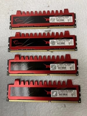 G.SKILL RIPJAWS 16GB kit 4x4GB F3-12800CL9Q-16GBRL DDR3 1600mhz GAMING DIMM RAM - Image 1 of 3