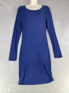 Fashion Nova Womens Blue Ribbed Knit Shift Dress Round Neck Long Sleeve Sz L NWT - Picture 1 of 10