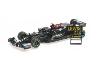 Minichamps 1/43 MERCEDES W12 LEWIS HAMILTON 100TH GP WIN SOTCHI 2021 + PITBOARD - Photo 1/4