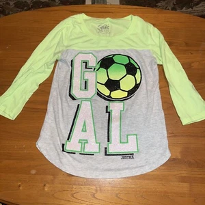 Girls Size 10 Justice Soccer Shirt Neon - Picture 1 of 4